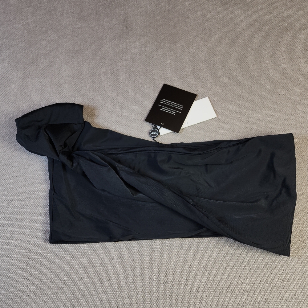 NWT Club‎ L London Dusk Black Draped Bandeau Bikini Top Women's Size 10 - Picture 2 of 16